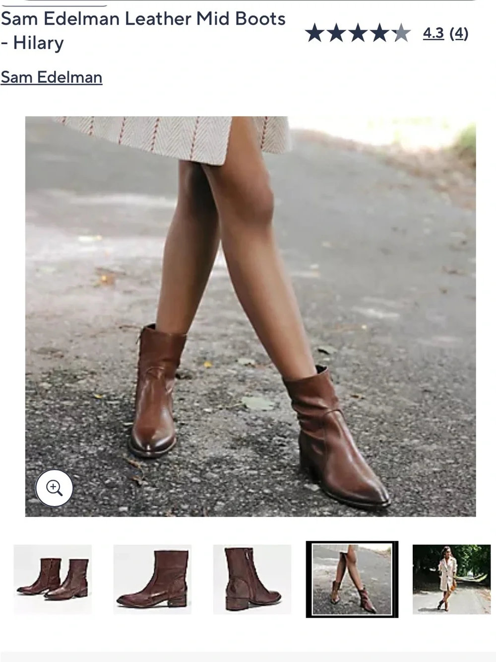 Sam Edelman Chestnut Brown Leather Mid-Calf Boot